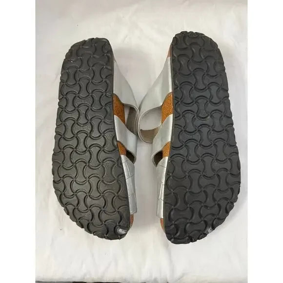 Birkenstock Papillio Pisa Silver Woven Slide On Sandals Sz 40/9 GS - Picture 5 of 7